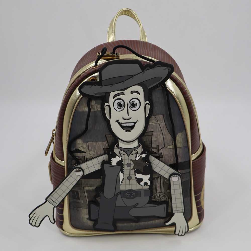 Loungefly Toy Story Woody's Roundup Mini Backpack Womens OS Brown Gold Moveable